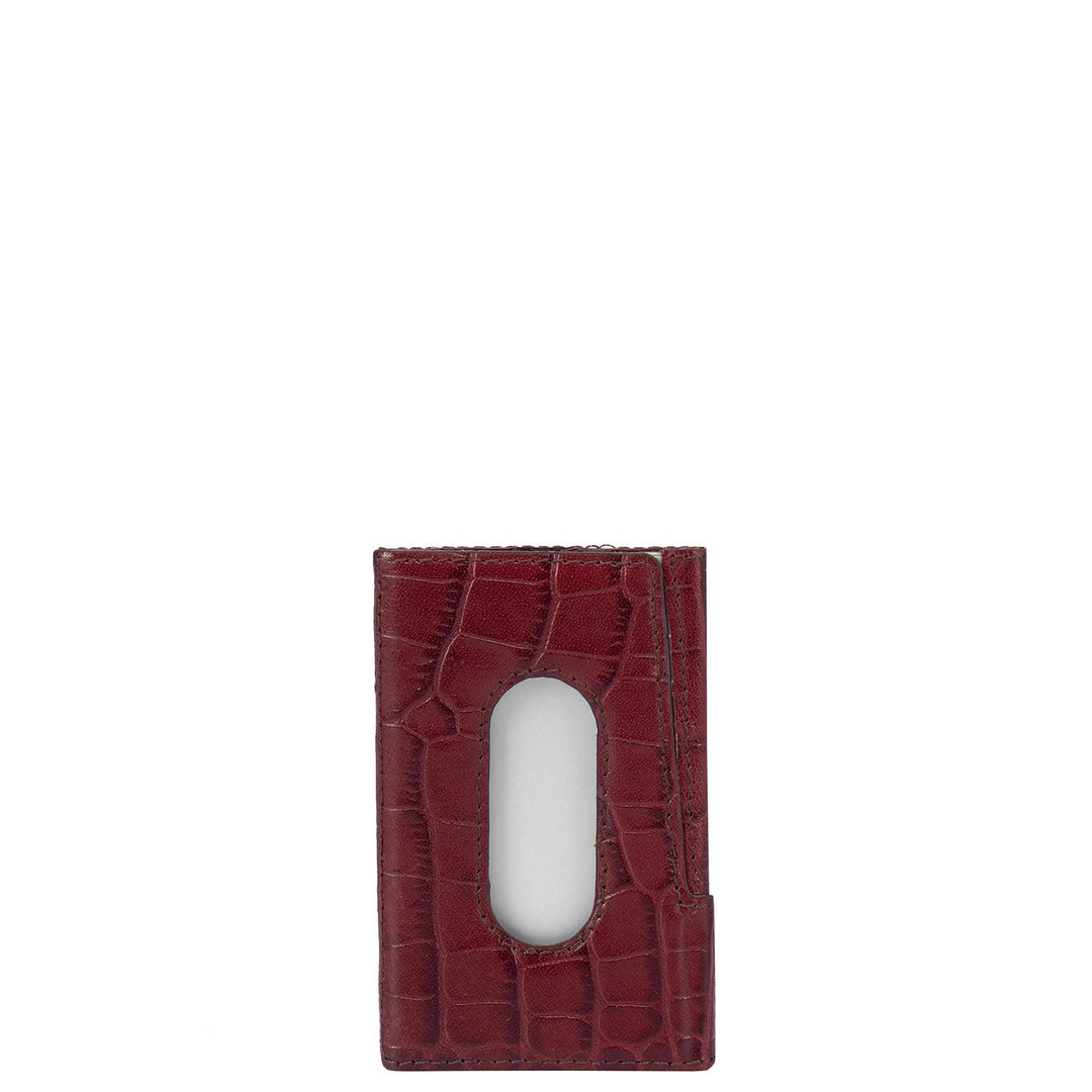 Burgundy Croco Card Case