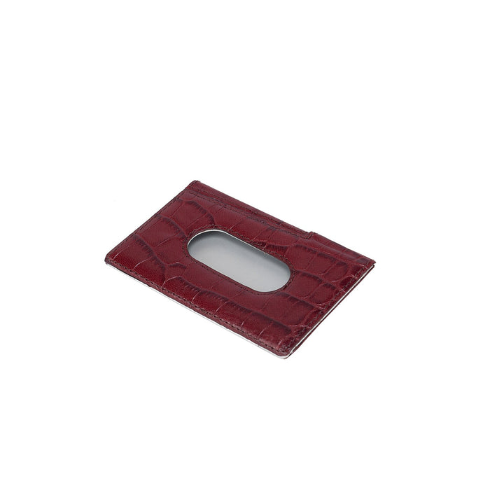 Burgundy Croco Card Case