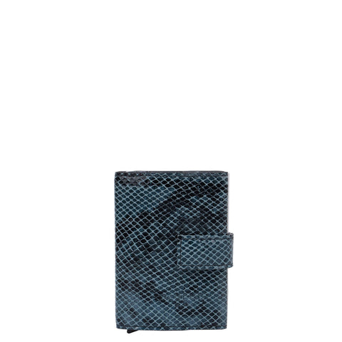 Snake Leather Card Case - Blue & Black