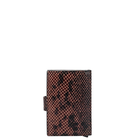 Snake Leather Card Case - Brown & Black