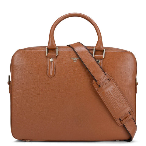 Cognac Franzy Leather Computer Bag - Upto 14"