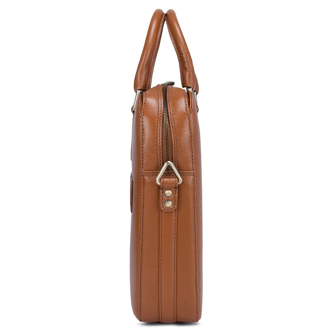 Cognac Franzy Leather Computer Bag - Upto 14"