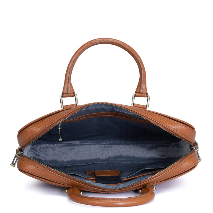 Cognac Franzy Leather Computer Bag - Upto 14"