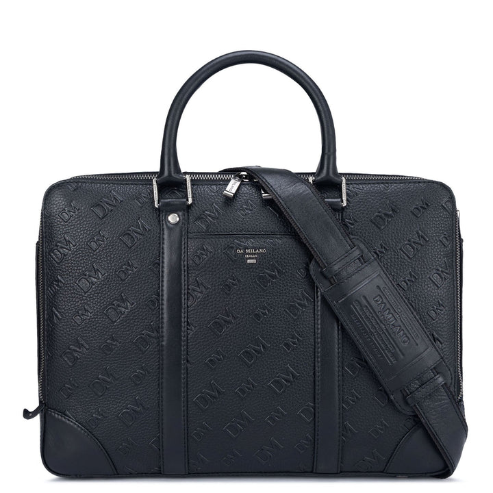 Black Wax Monogram Leather Computer Bag - Upto 14"