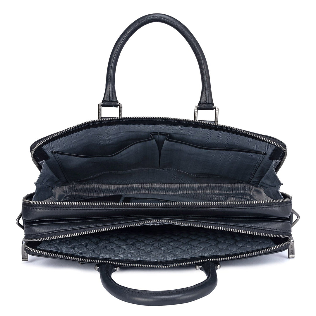 Black Wax Monogram Leather Computer Bag - Upto 14"