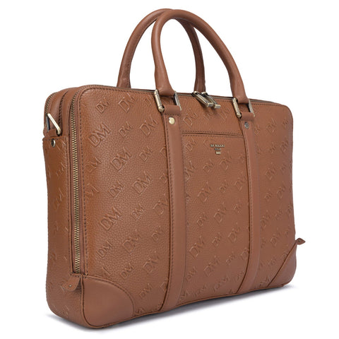 Cognac Wax Monogram Leather Computer Bag - Upto 14"