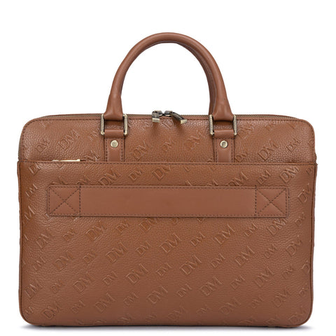 Cognac Wax Monogram Leather Computer Bag - Upto 14"
