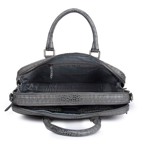 Grey Croco Leather Computer Bag - Upto 14"