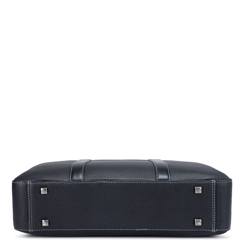 Black Wax Leather Computer Bag - Upto 15"
