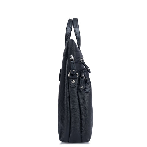 Black Wax Leather Computer Bag - Upto 15"