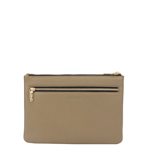 Small Wax Snake Leather Clutch - Olive
