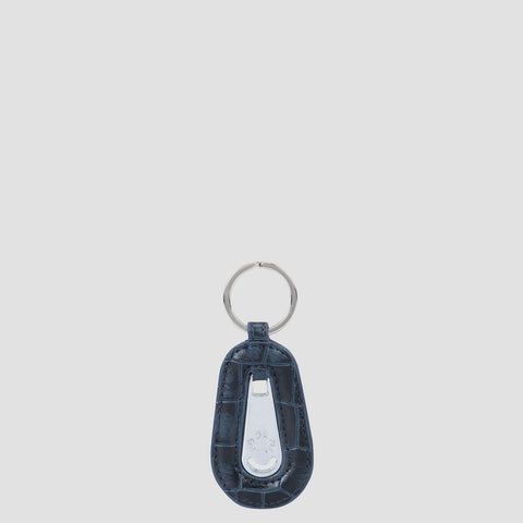 Navy Croco Leather Key Chain