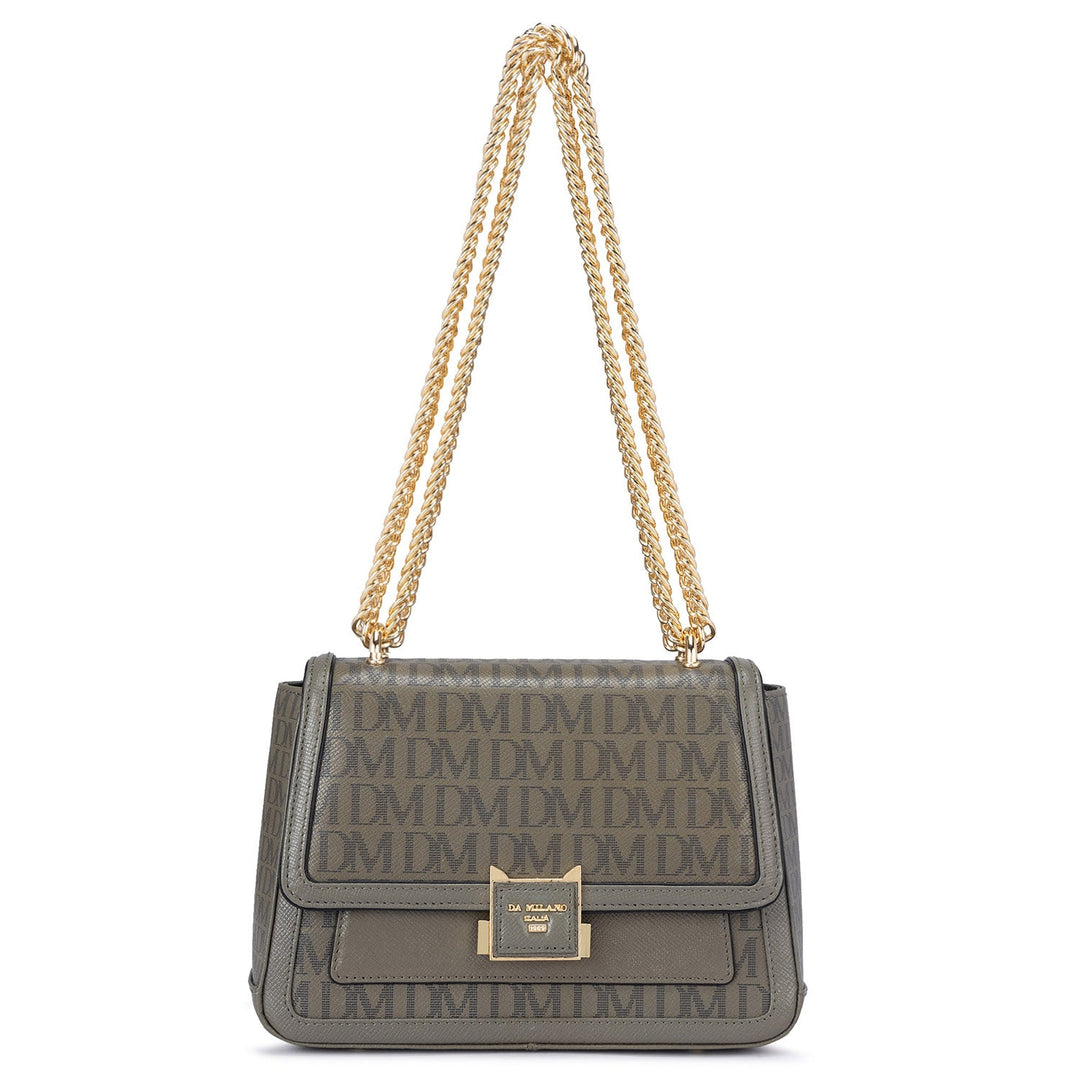 Medium Monogram Leather Shoulder Bag - Fossil