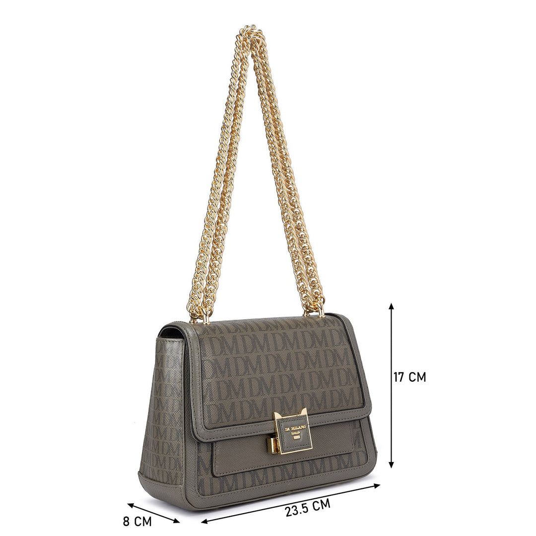 Medium Monogram Leather Shoulder Bag - Fossil