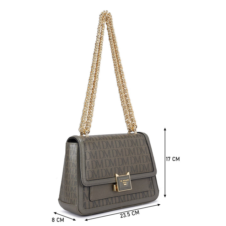 Medium Monogram Leather Shoulder Bag - Fossil