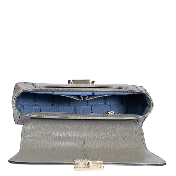 Medium Monogram Leather Shoulder Bag - Fossil