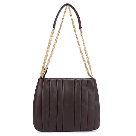 Medium Plain Leather Shoulder Bag - Brown