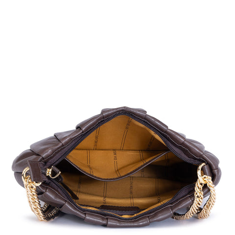 Medium Plain Leather Shoulder Bag - Brown