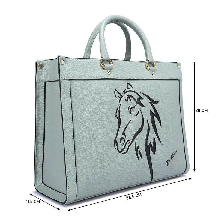 Large Franzy Leather Book Tote - Jade