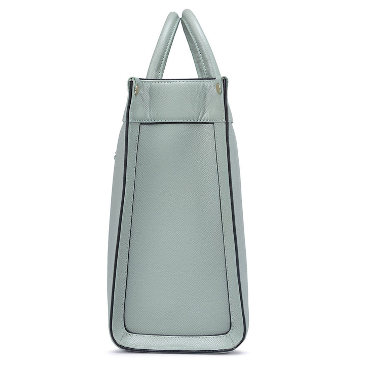 Large Franzy Leather Book Tote - Jade