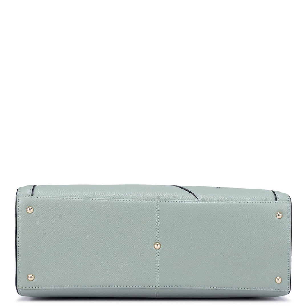 Large Franzy Leather Book Tote - Jade