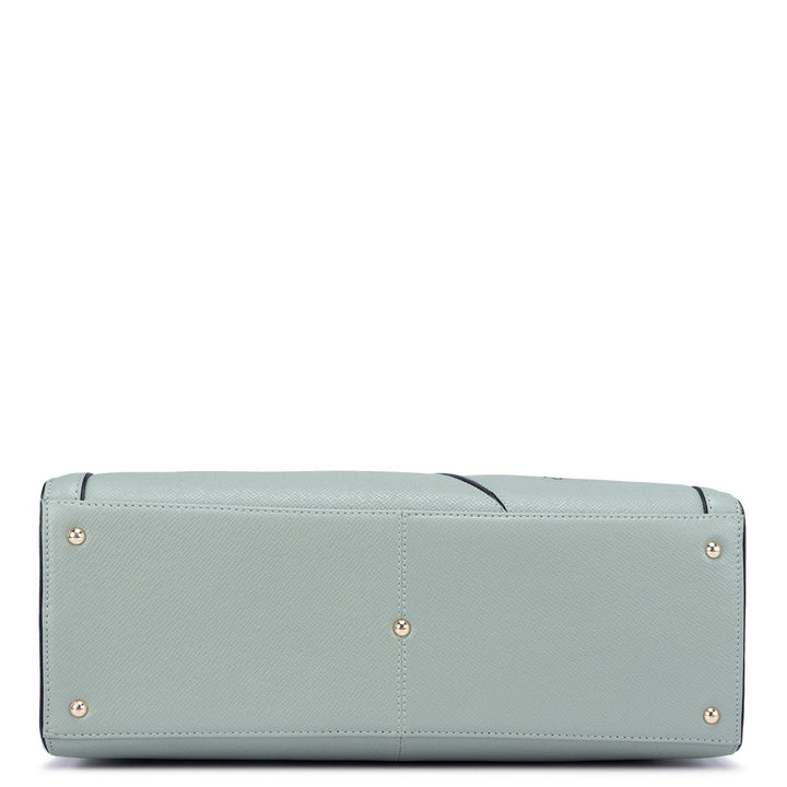 Large Franzy Leather Book Tote - Jade