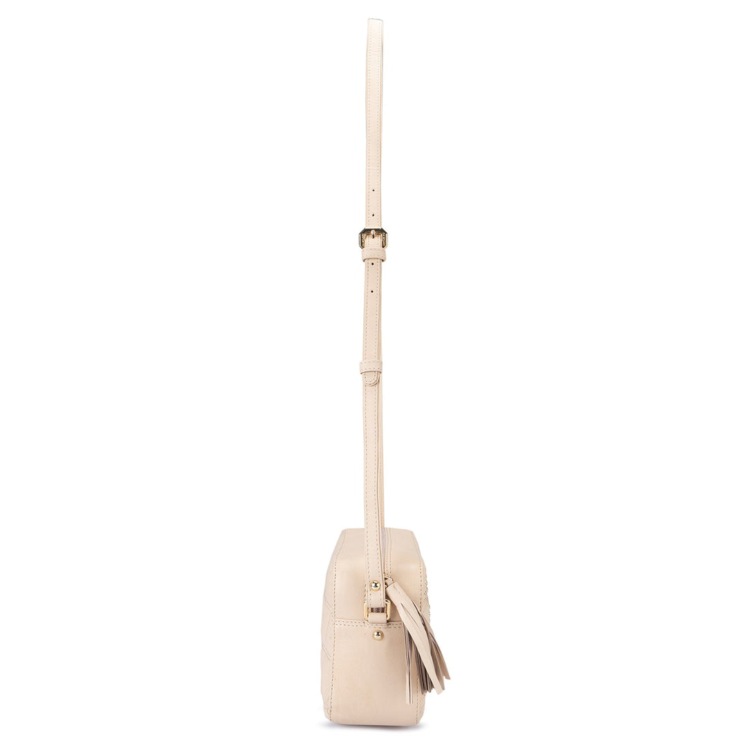 Small Quilting Leather Sling - Beige