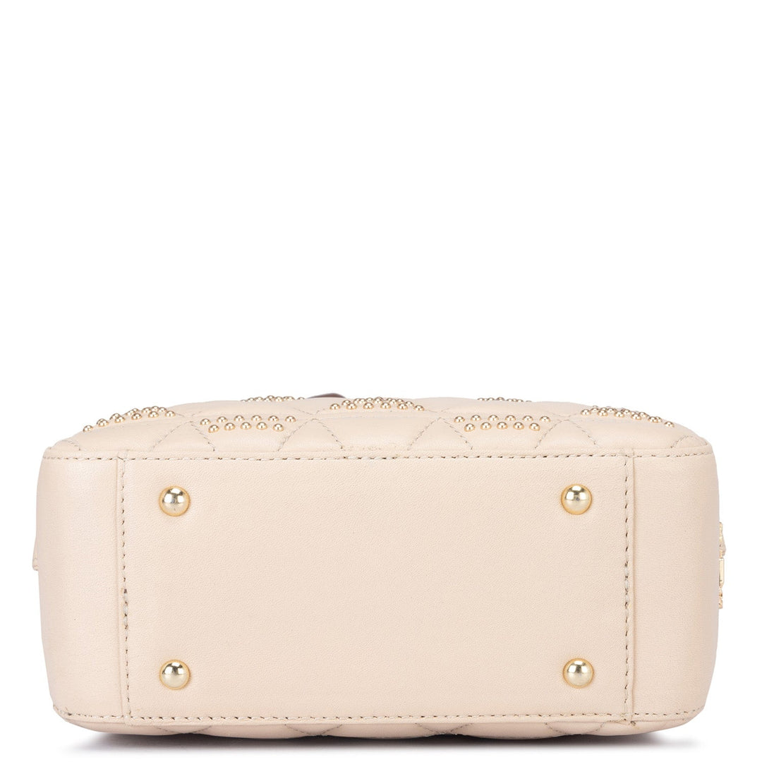 Small Quilting Leather Sling - Beige