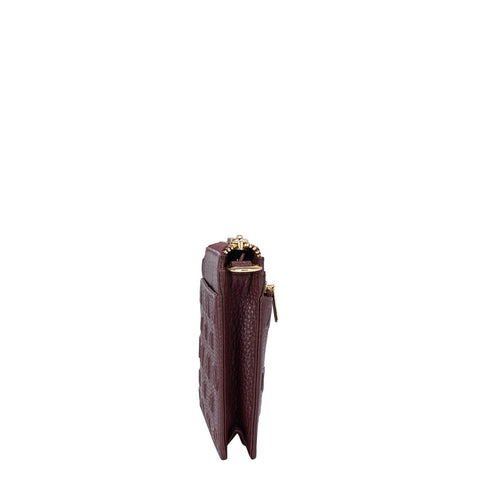 Monogram Leather Ladies Sling Wallet - Blood Stone