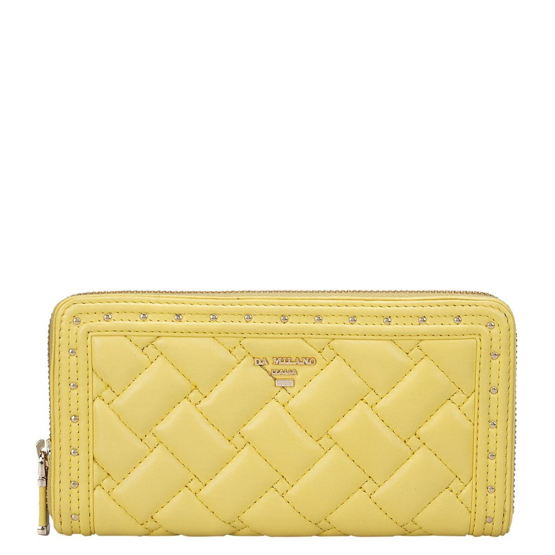 Quilting Leather Ladies Wallet - Yellow