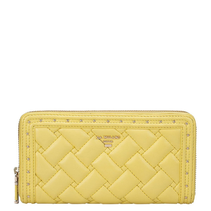 Quilting Leather Ladies Wallet - Yellow