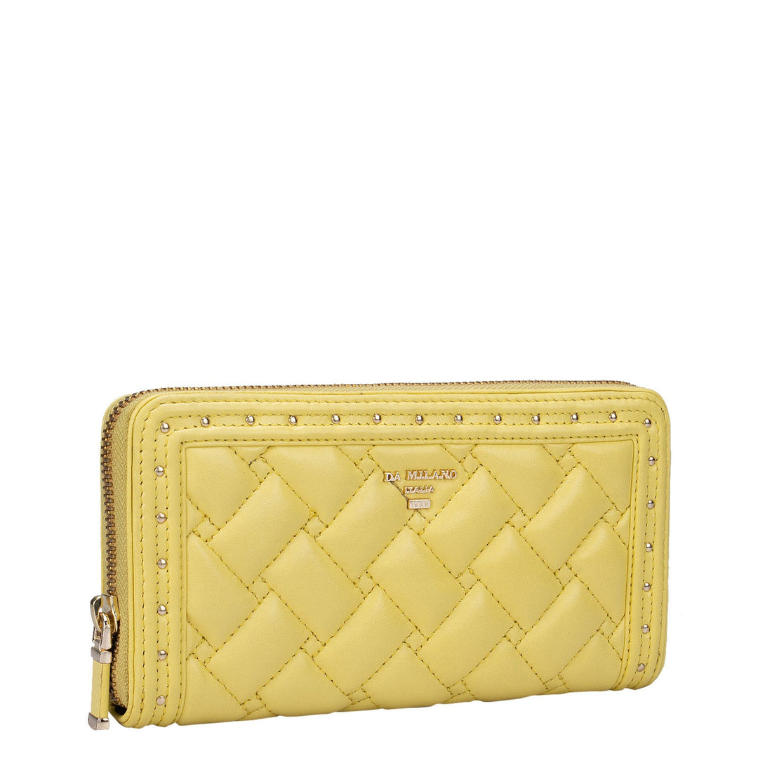 Quilting Leather Ladies Wallet - Yellow