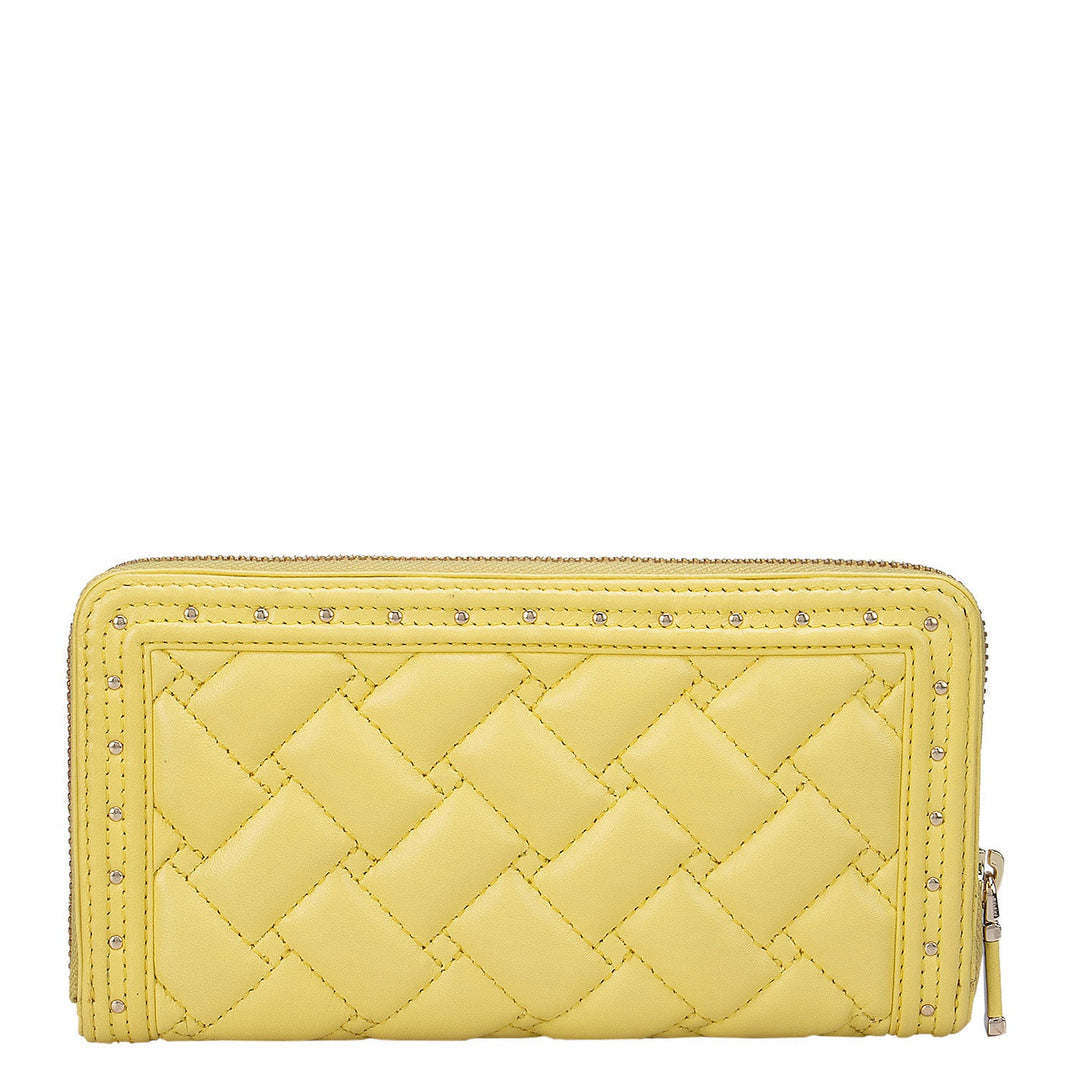 Quilting Leather Ladies Wallet - Yellow