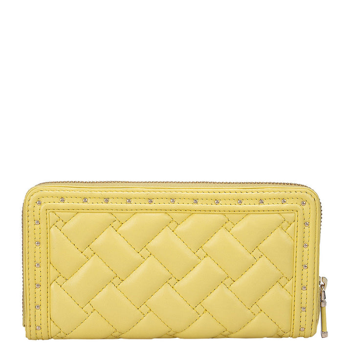 Quilting Leather Ladies Wallet - Yellow