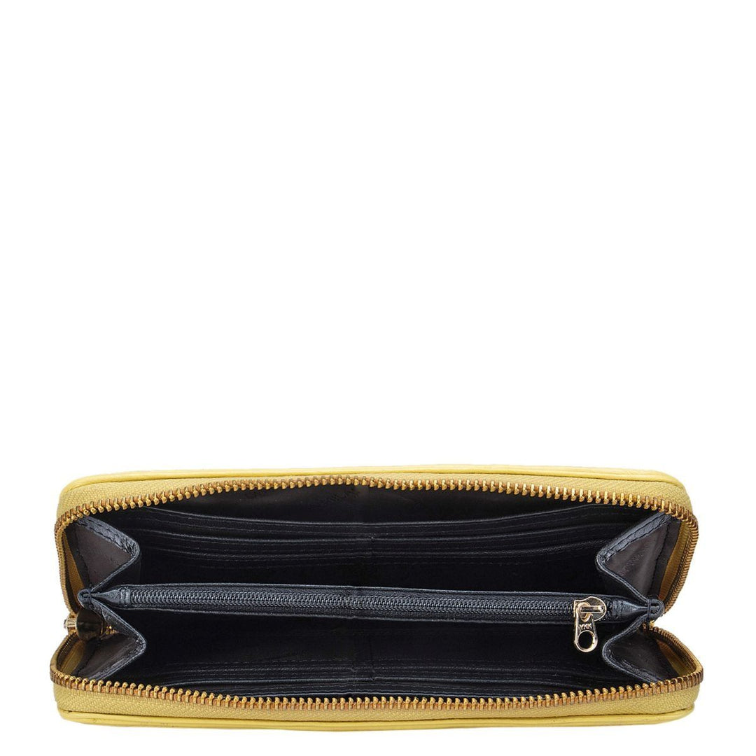 Quilting Leather Ladies Wallet - Yellow