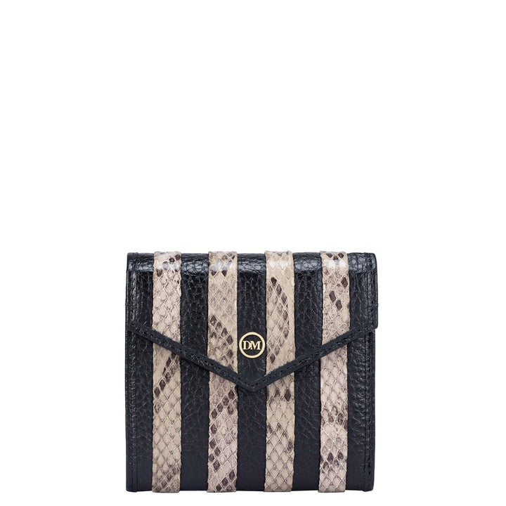 Wax Snake Leather Ladies Wallet - Black