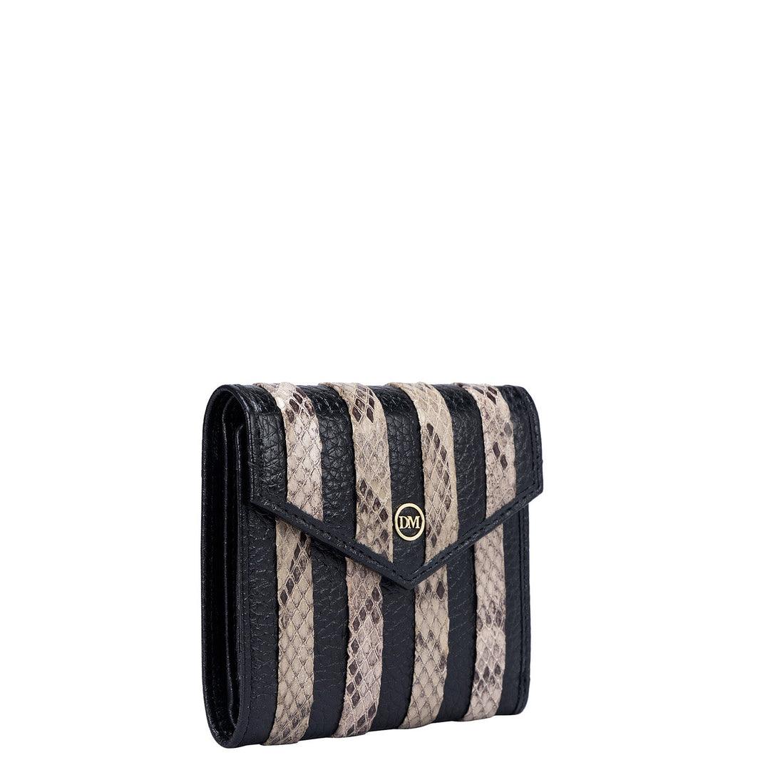Wax Snake Leather Ladies Wallet - Black