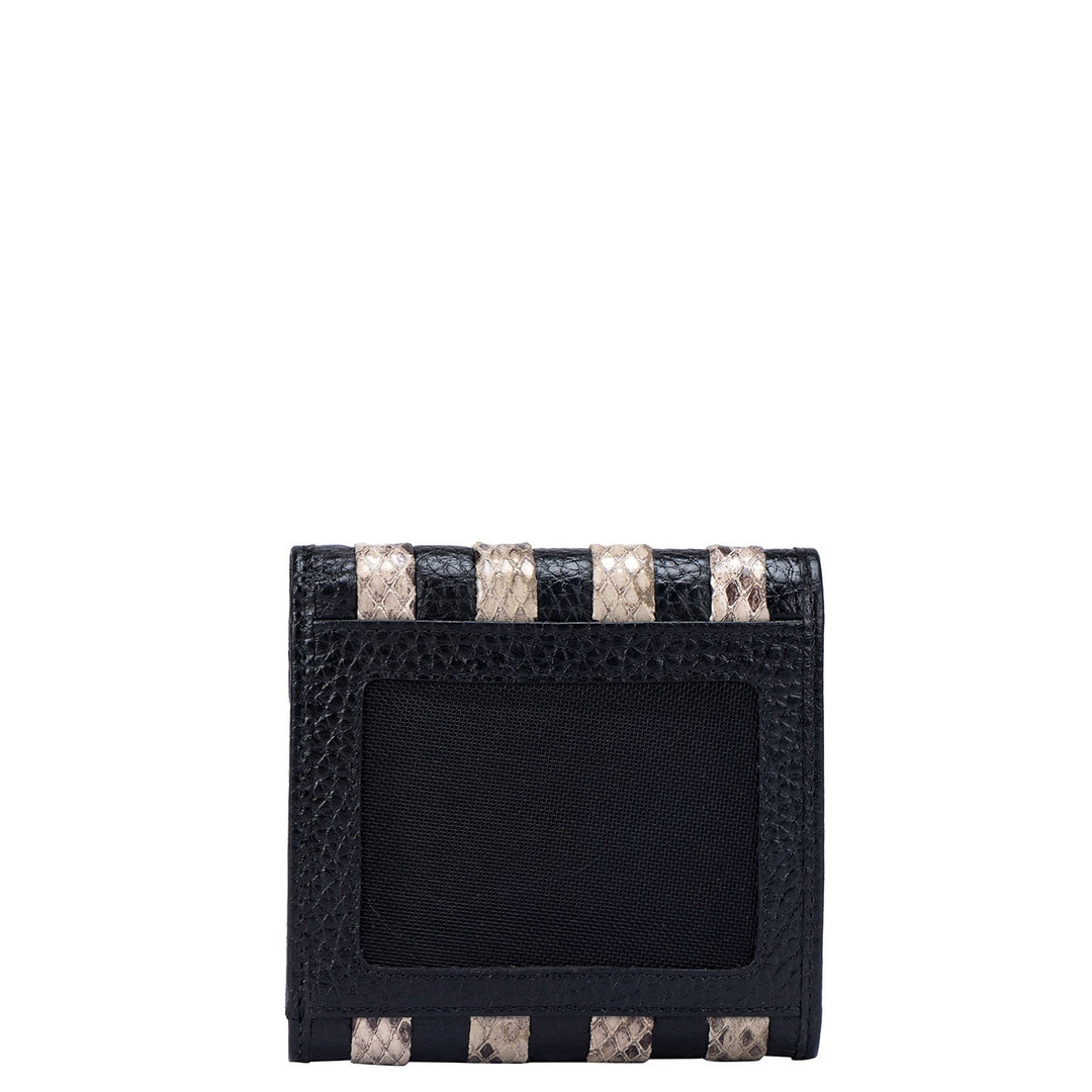 Wax Snake Leather Ladies Wallet - Black
