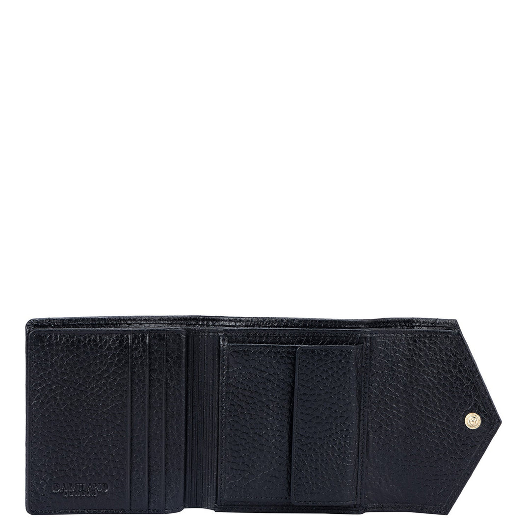 Wax Snake Leather Ladies Wallet - Black