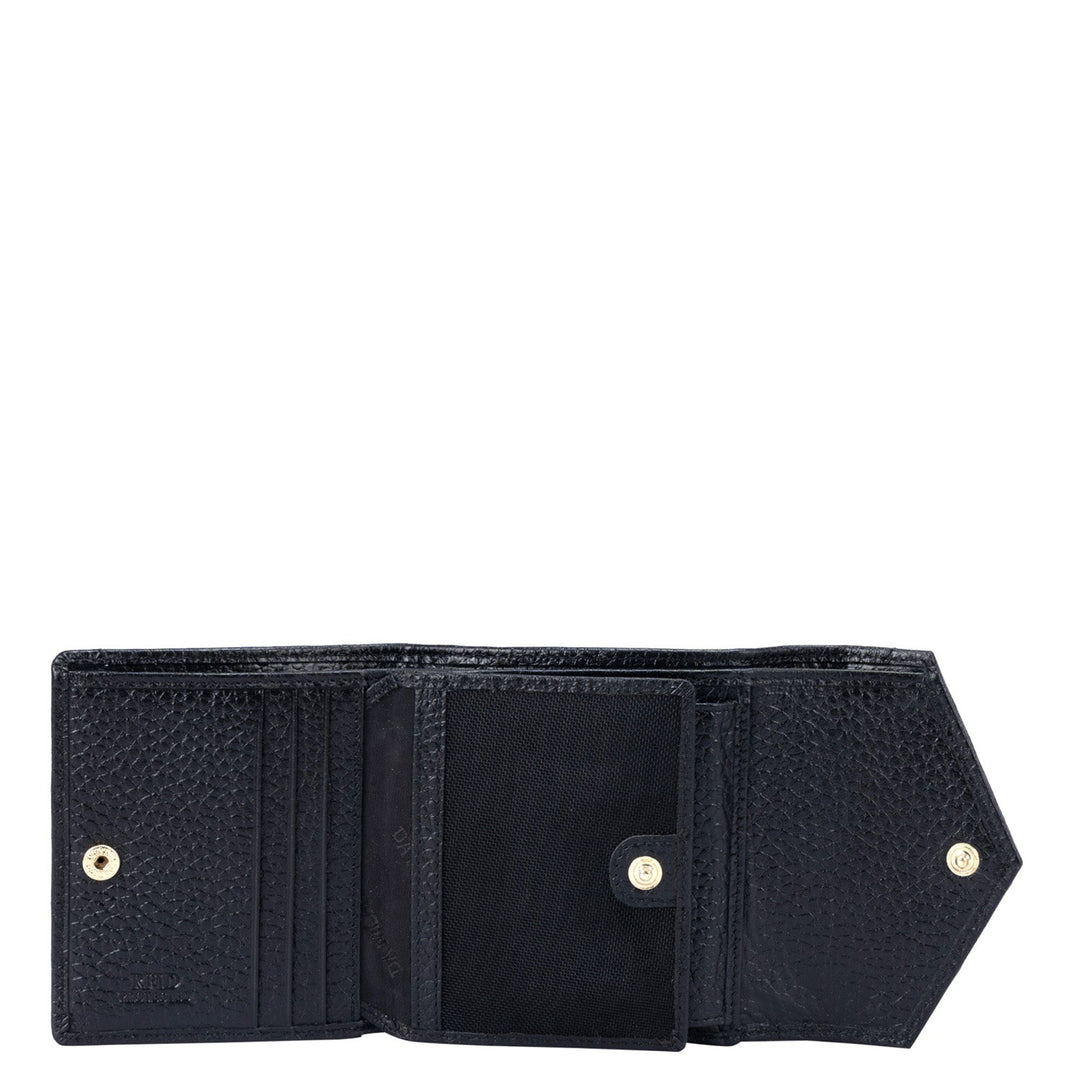 Wax Snake Leather Ladies Wallet - Black