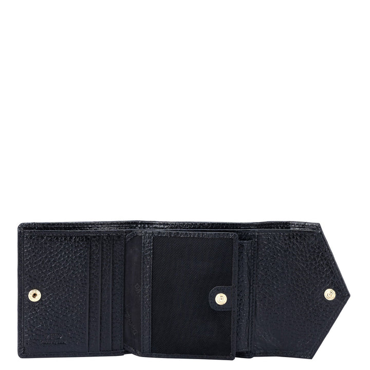Wax Snake Leather Ladies Wallet - Black