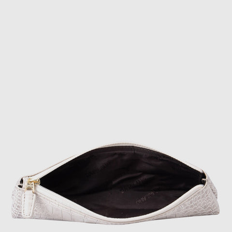 Croco Leather Multi Pouch - Off White