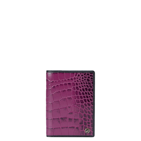 Croco Leather Passport Case - Orchid