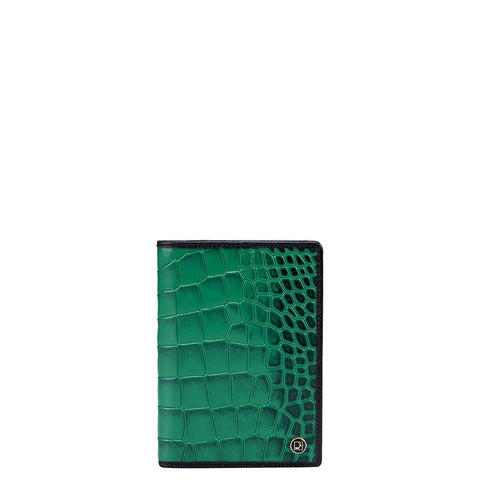 Croco Leather Passport Case - Sea Weed