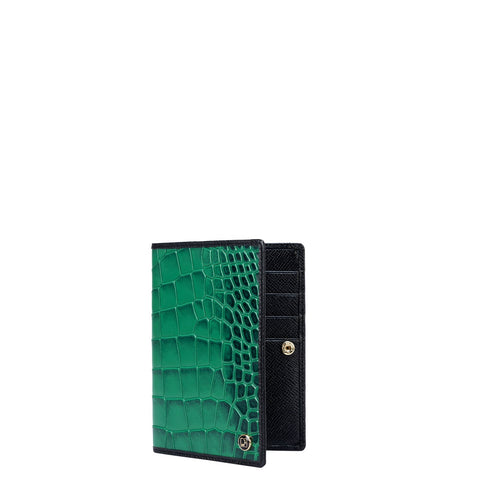 Croco Leather Passport Case - Sea Weed