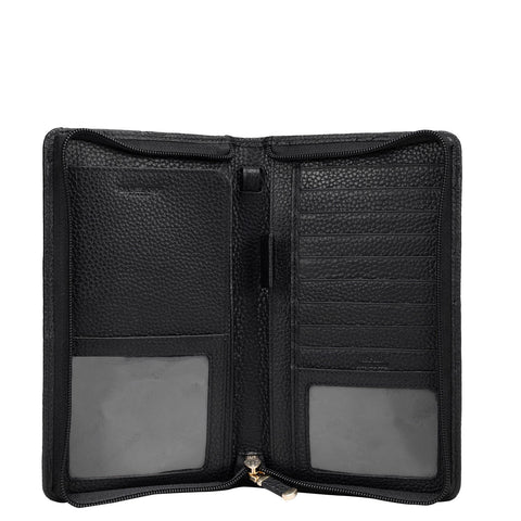 Monogram Wax Leather Passport Case - Black