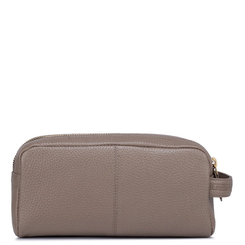 Wax Leather Vanity Pouch - Taupe