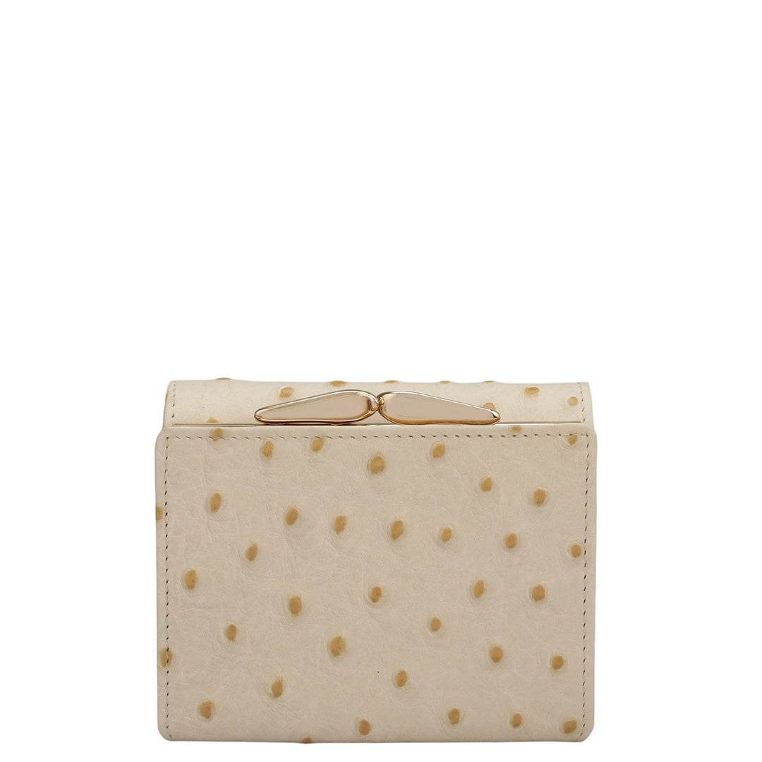 Ostrich Leather Ladies Wallet - Vanilla
