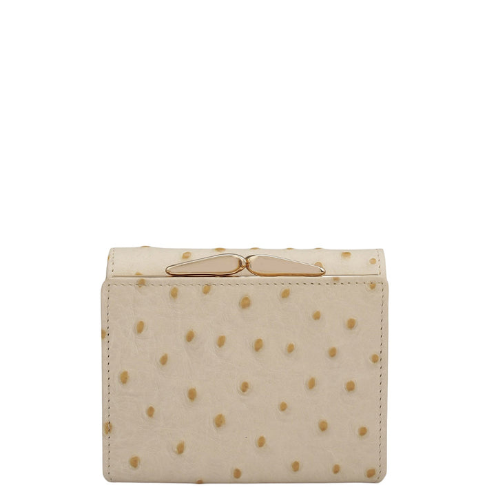 Ostrich Leather Ladies Wallet - Vanilla