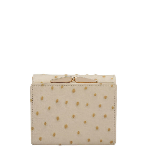 Ostrich Leather Ladies Wallet - Vanilla
